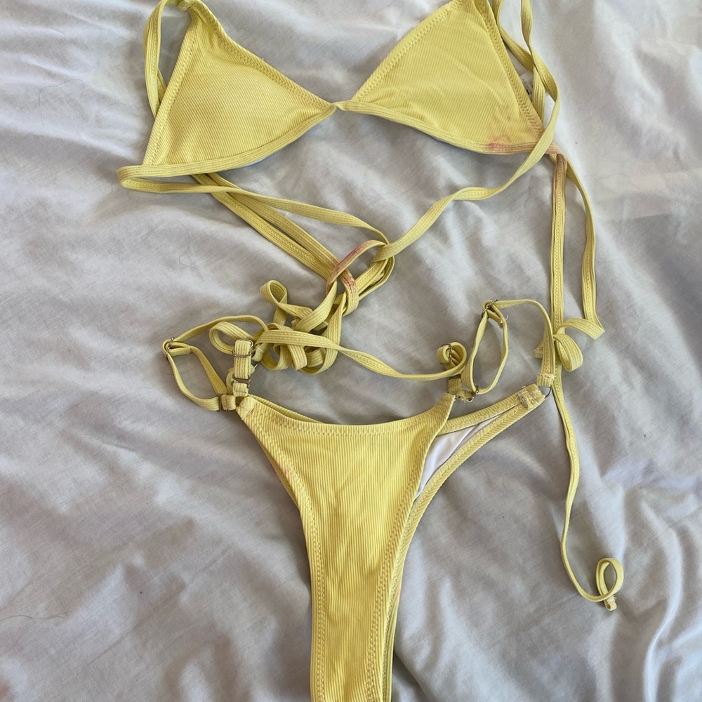 Yellow strappy bikini